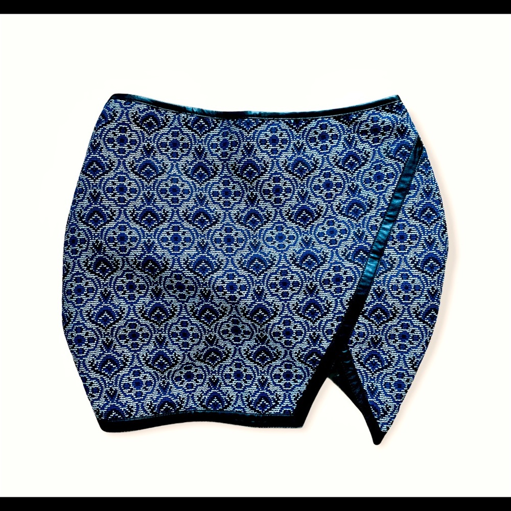 Black and Blue Embroidered Mini Skirt